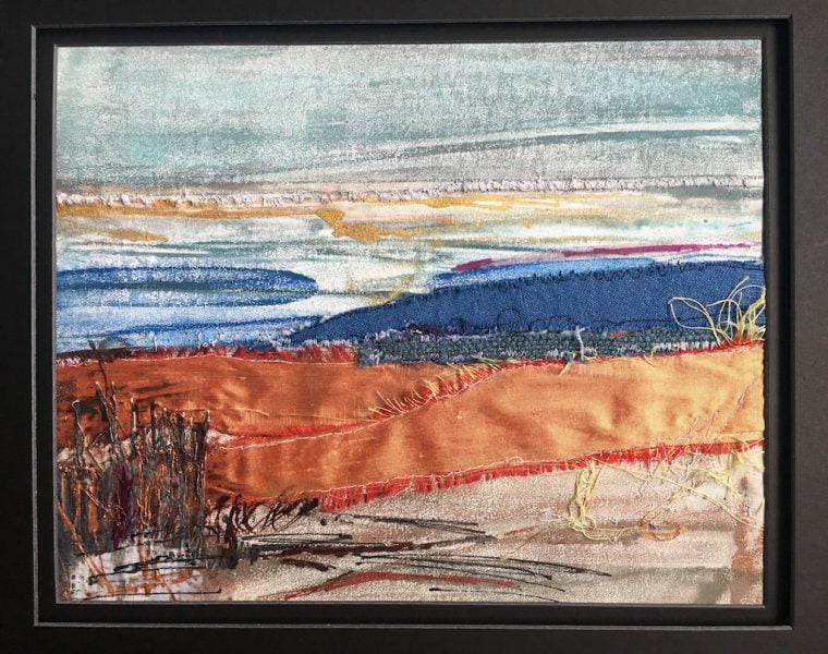 Untitled | Encaustic Monotype with textiles & Mixed Media on Encaustiflex | 7" x 10" | by Ruth Maude