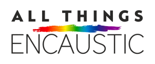 All Things Encaustic Logo with rainbow paint line